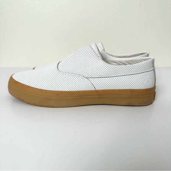 HUF Dylan White Perforated Leather Slip On Skate Shoes - Picture 6 of 12